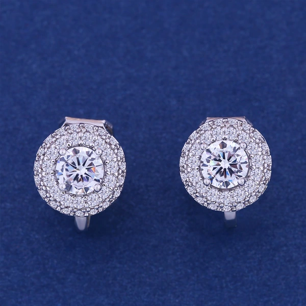 Korean style short new simple geometric ear clip micro inlaid zircon earrings square round earrings wholesale erk48