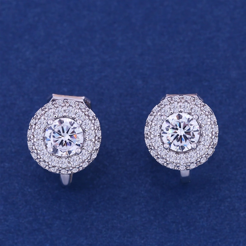 Korean style short new simple geometric ear clip micro inlaid zircon earrings square round earrings wholesale erk48