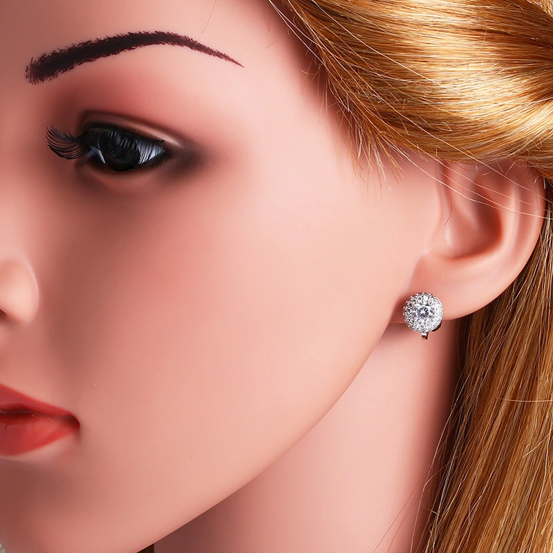 Korean style short new simple geometric ear clip micro inlaid zircon earrings square round earrings wholesale erk48