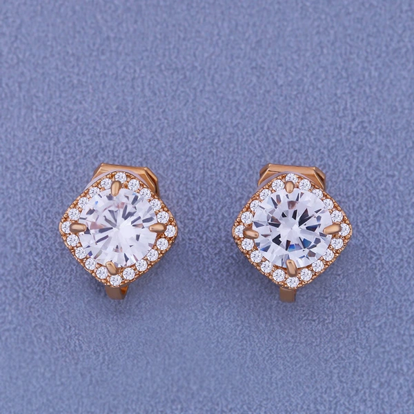 Korean style short new simple geometric ear clip micro inlaid zircon earrings square round earrings wholesale erk48