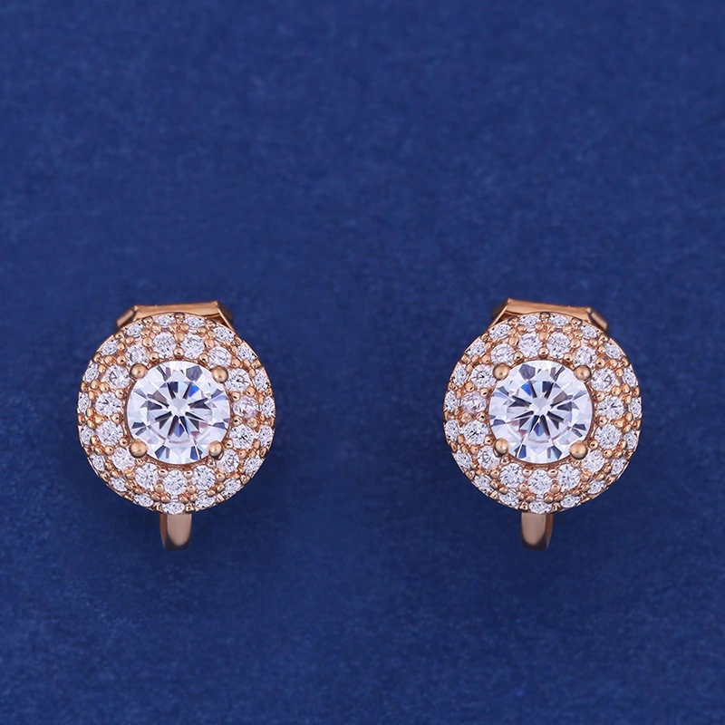 Korean style short new simple geometric ear clip micro inlaid zircon earrings square round earrings wholesale erk48