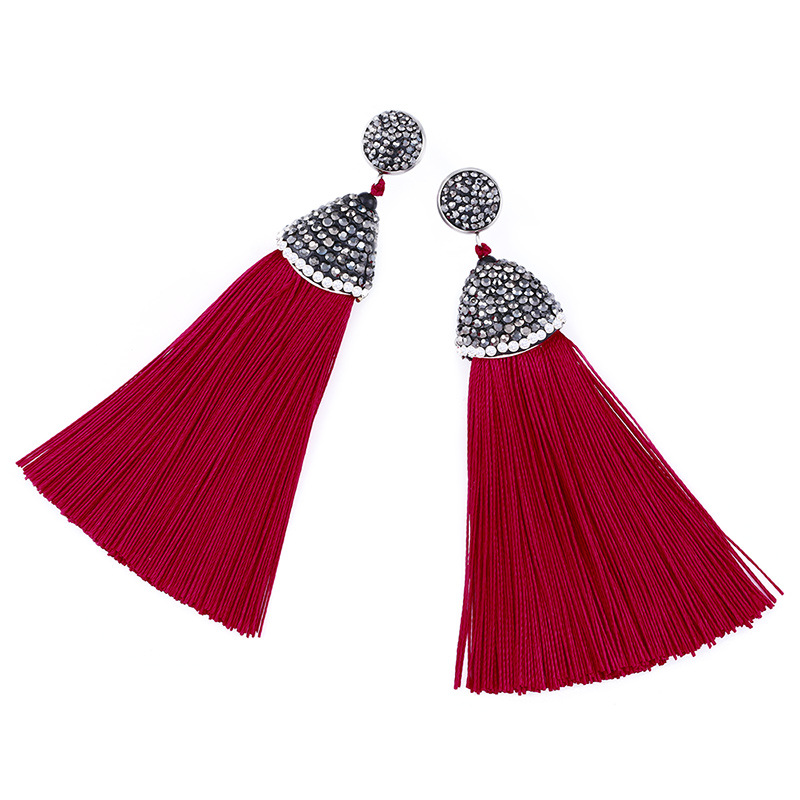 Hot selling European and American exaggerated tassel earrings simple ethnic style long earrings erk68