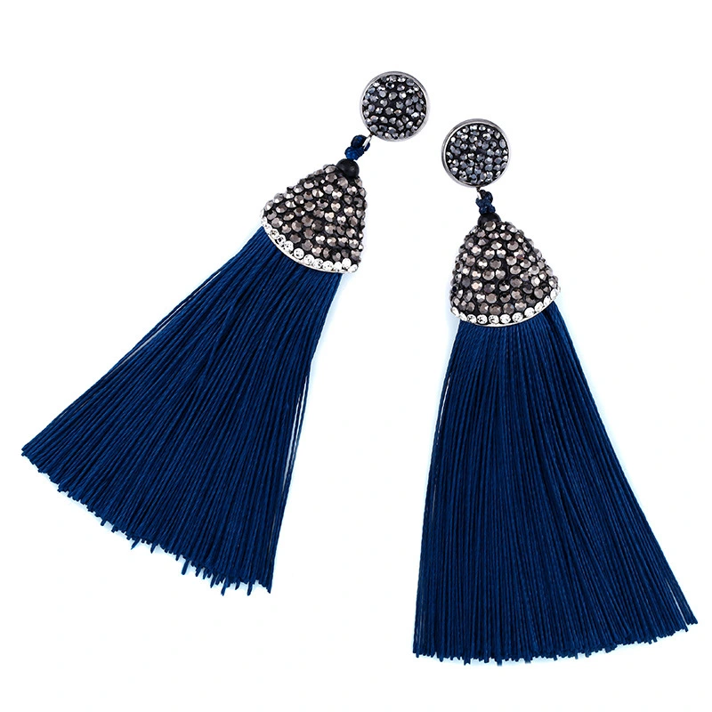 Hot selling European and American exaggerated tassel earrings simple ethnic style long earrings erk68