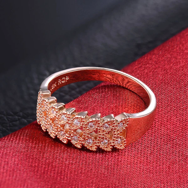 European and American hot-selling creative and fashionable OL ladies' zircon rings with rose gold plating jewelry wholesale