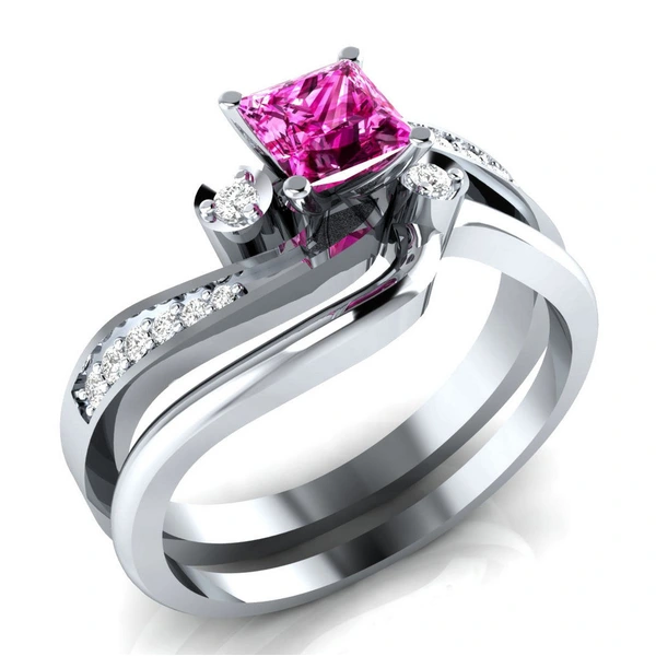 European and American hot-selling fashion women's zircon ring silver-plated couple ring party wedding ring