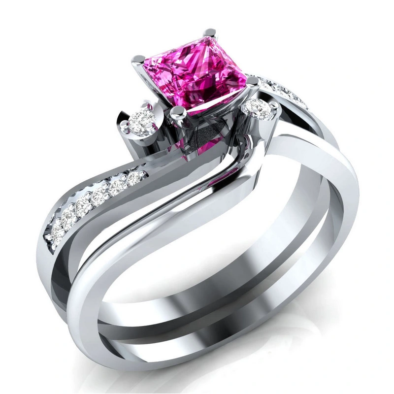 European and American hot-selling fashion women's zircon ring silver-plated couple ring party wedding ring