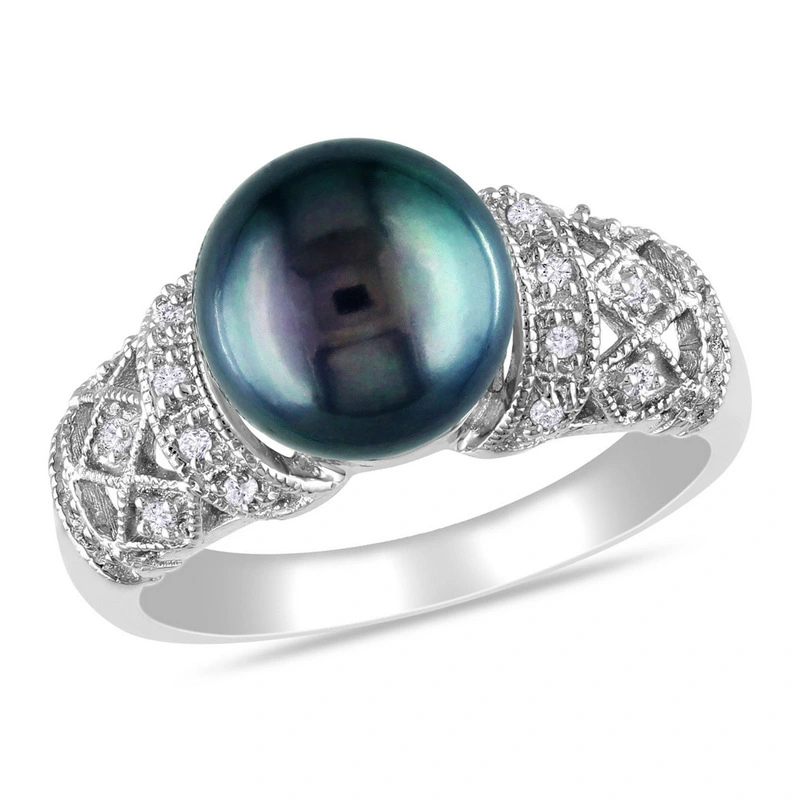 European and American hot-selling ring fashion women's pearl ring silver-plated wedding engagement jewelry wholesale direct sales