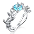  Hot selling sea blue gem lucky flower branch ring women's ring jewelry wholesale