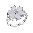 New European and American women's imitation opal flower ring copper plated white gold artificial opal