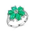 New European and American women's imitation opal flower ring copper plated white gold artificial opal