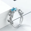  Hot selling sea blue gem lucky flower branch ring women's ring jewelry wholesale