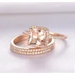 New women's ring set exquisite luxury square diamond three-in-one ring copper plated rose gold micro-inlaid zircon jewelry