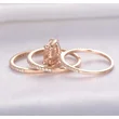 New women's ring set exquisite luxury square diamond three-in-one ring copper plated rose gold micro-inlaid zircon jewelry