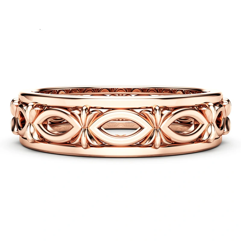 New wholesale European and American style luxury hollow rings for men and women fashion rings copper plated rose gold jewelry