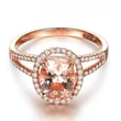  New European and American elegant women's ring oval zircon diamond copper plated rose gold engagement jewelry
