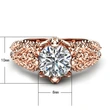 New European and American style flower and vine imitation diamond ring women's luxury copper plated rose gold zircon ring
