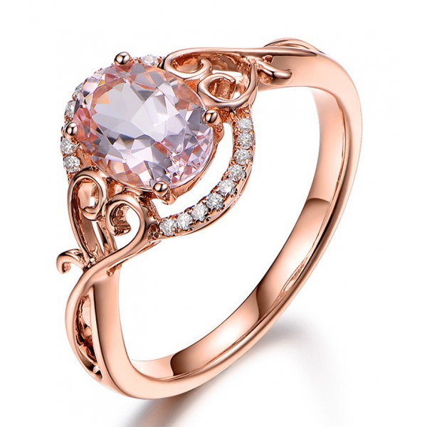  Temperament new fashion oval gem heart-shaped ring copper plated rose gold zircon quality women's jewelry
