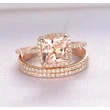 New women's ring set exquisite luxury square diamond three-in-one ring copper plated rose gold micro-inlaid zircon jewelry