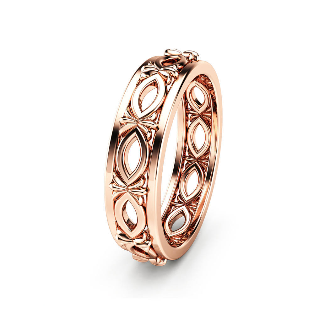 New wholesale European and American style luxury hollow rings for men and women fashion rings copper plated rose gold jewelry