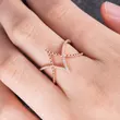  New simple diamond line cross women's ring copper plated rose gold micro-inlaid zircon jewelry