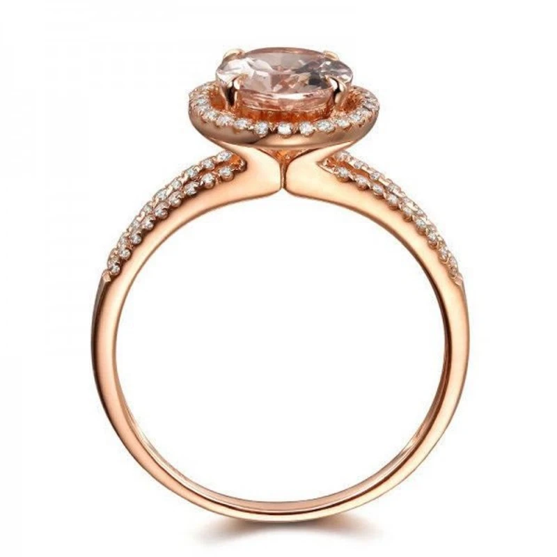  New European and American elegant women's ring oval zircon diamond copper plated rose gold engagement jewelry