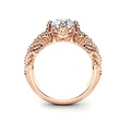 New European and American style flower and vine imitation diamond ring women's luxury copper plated rose gold zircon ring