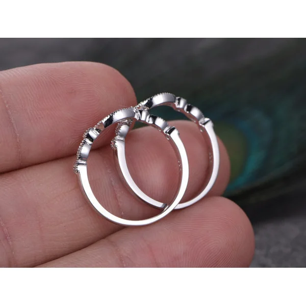   New simple and exquisite women's engagement ring set fashion copper plated white gold zircon ring