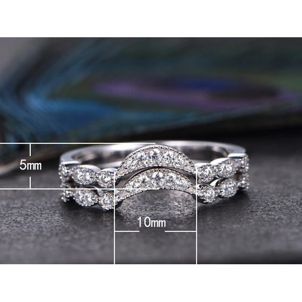   New simple and exquisite women's engagement ring set fashion copper plated white gold zircon ring