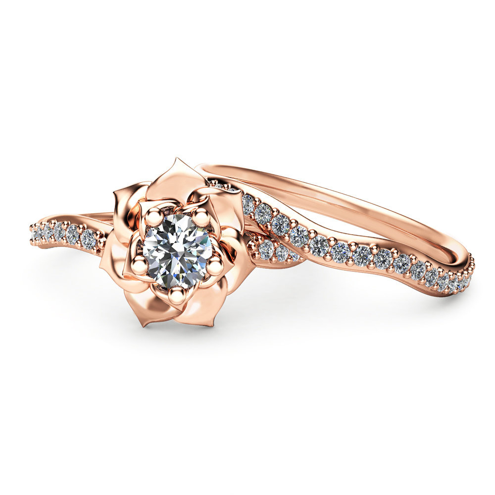  Summer new wavy rose women's ring copper plated rose gold zircon imitation diamond couple ring