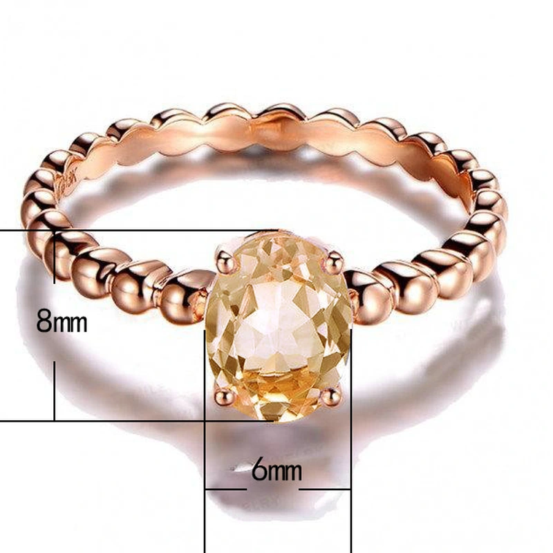  Creative new fashion women's champagne diamond ring copper plated rose gold zircon personalized jewelry
