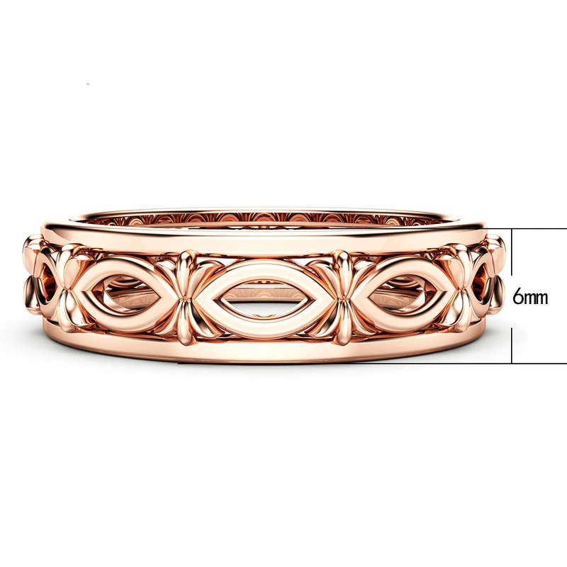 New wholesale European and American style luxury hollow rings for men and women fashion rings copper plated rose gold jewelry