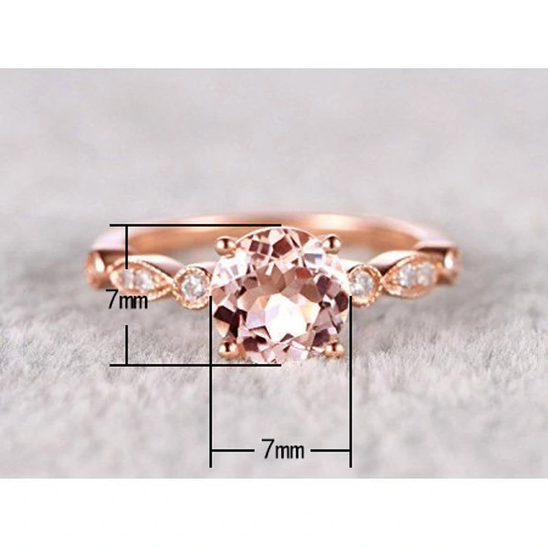   New fashion simple champagne color women's ring exquisite copper plated rose gold zircon jewelry