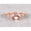   New fashion simple champagne color women's ring exquisite copper plated rose gold zircon jewelry