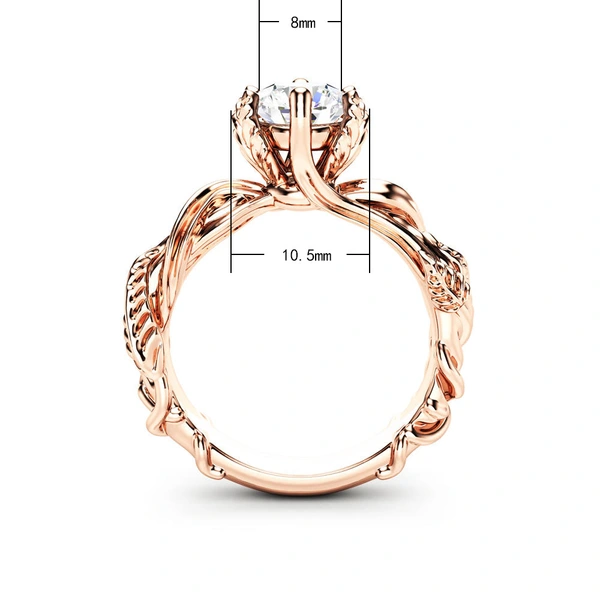 European and American style new creative women's plant wrapped ring luxury copper plated rose gold zircon jewelry