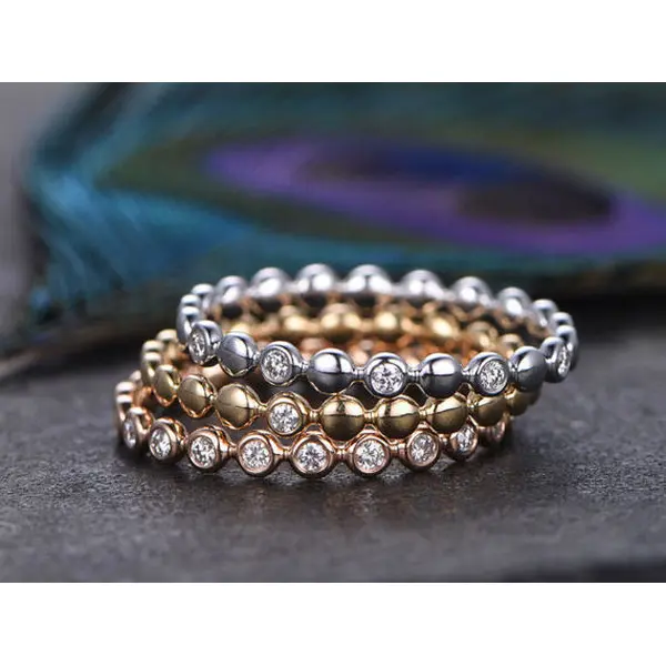   New fashion three-color combination ring set women's copper ring party zircon jewelry