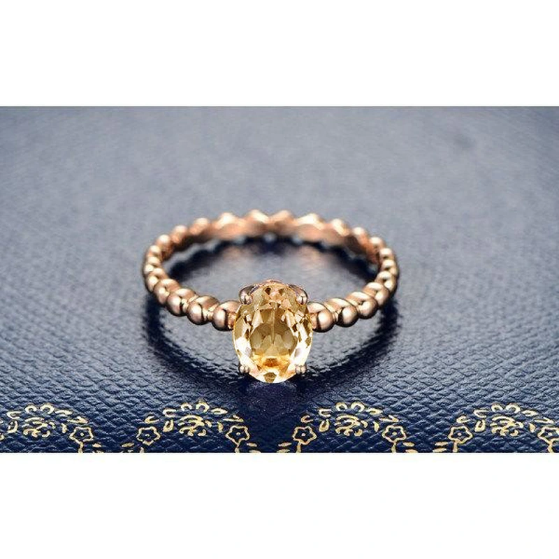  Creative new fashion women's champagne diamond ring copper plated rose gold zircon personalized jewelry