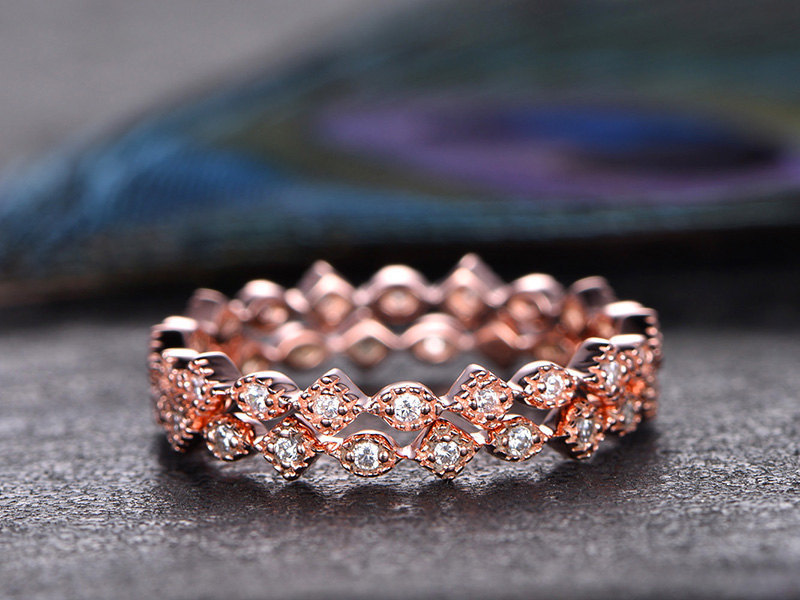  Summer new fashion all-match women's ring copper plated rose gold zircon ring party jewelry