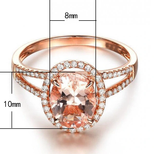  New European and American elegant women's ring oval zircon diamond copper plated rose gold engagement jewelry
