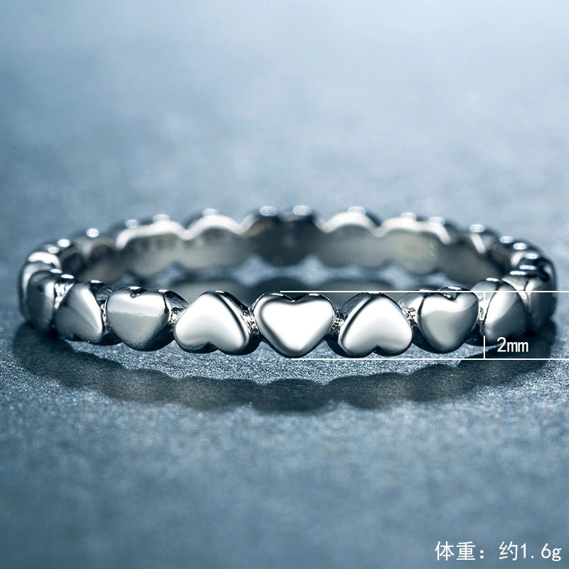 European and American style new hot selling love heart wrapped women's ring copper plated silver exquisite jewelry wholesale