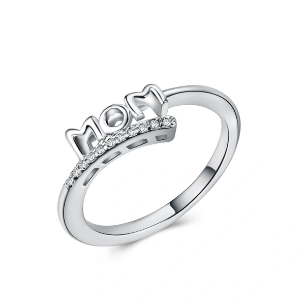   New MOM ring mother's birthday Mother's Day gift copper plated platinum inlaid zircon ring