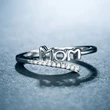   New MOM ring mother's birthday Mother's Day gift copper plated platinum inlaid zircon ring