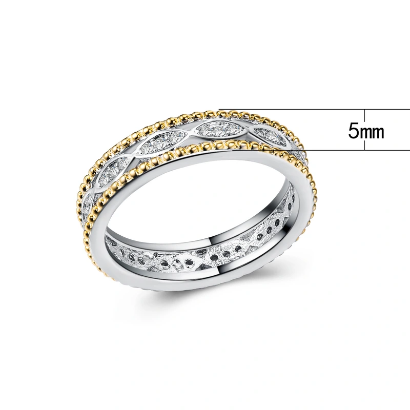  New color separation zircon ring fashionable OL ladies jewelry copper plated platinum   