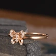   New simple butterfly micro-inlaid zircon women's ring exquisite copper plated rose gold jewelry
