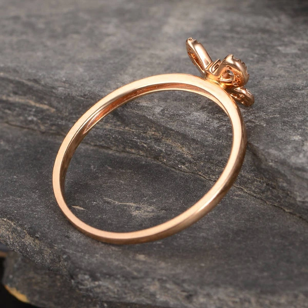   New simple butterfly micro-inlaid zircon women's ring exquisite copper plated rose gold jewelry