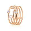 Fashion new hot selling personality four-line women's ring copper plated silver zircon party ring jewelry