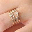 Fashion new hot selling personality four-line women's ring copper plated silver zircon party ring jewelry