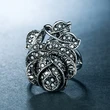 European and American new ring rose women's ring alloy silver-plated party crystal jewelry wholesale