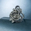  New European and American retro women's ring creative rose silver-plated micro-inlaid crystal jewelry wholesale