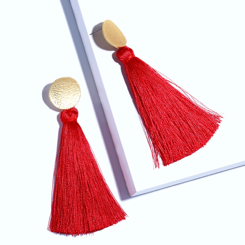 European and American fashion tassel earrings fashionable versatile women's simple personality earrings trendy ear jewelry wholesale erm08