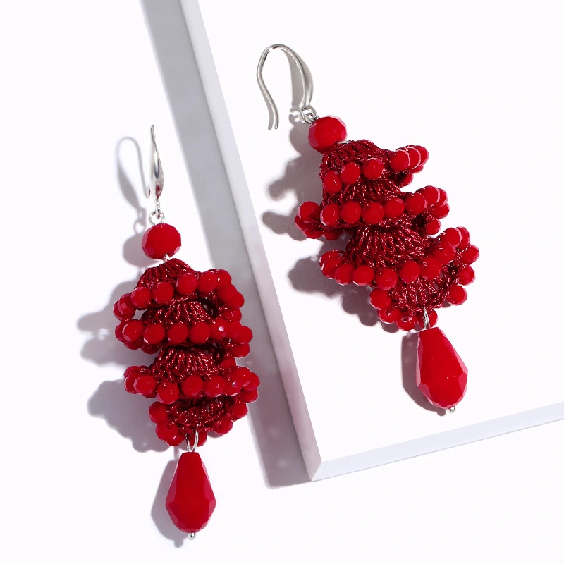 Clearance European and American fashion hand-woven women's bead earrings Bohemian earrings wholesale erm67